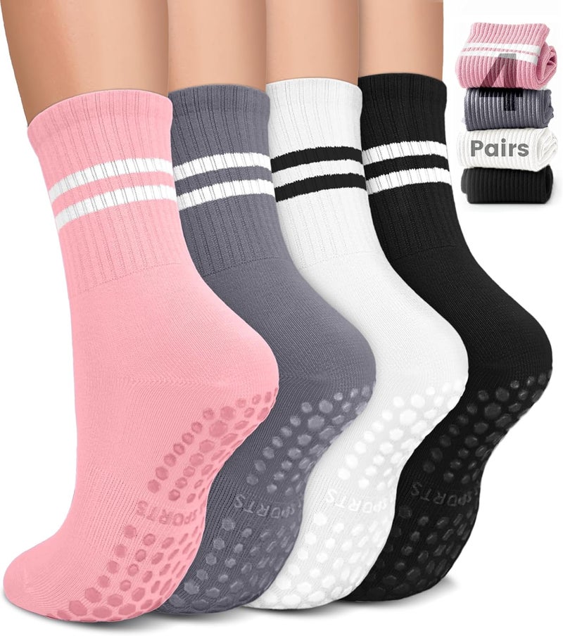 BLONGW Pilates Socks with Grips for Women, Non-Slip Yoga Athletic Socks for Barre Barefoot Workout Hospital - Image 1